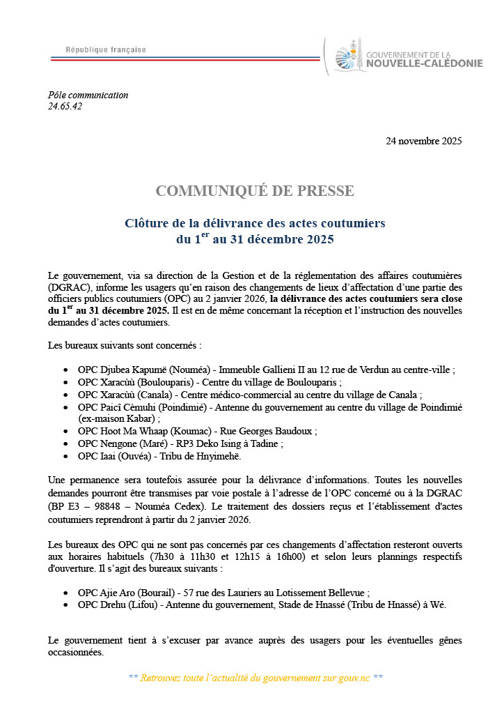 Communiqué de presse