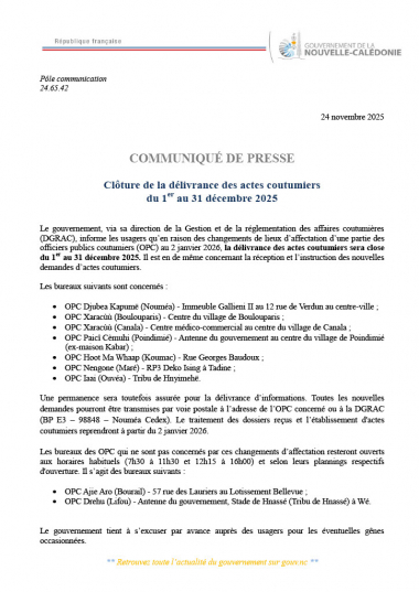 Communiqué de presse